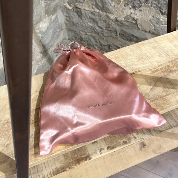 Amina Muaddi Zula Black Satin Clear Rhinestone Thong Heeled Sandals - Picture 11 of 11